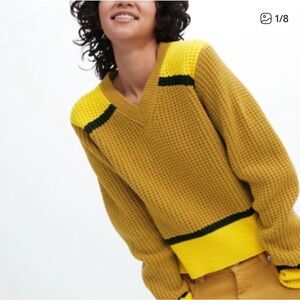 Marni x Uniqlo Popcorn V Neck Jumper Sweater in Yellow Size Small